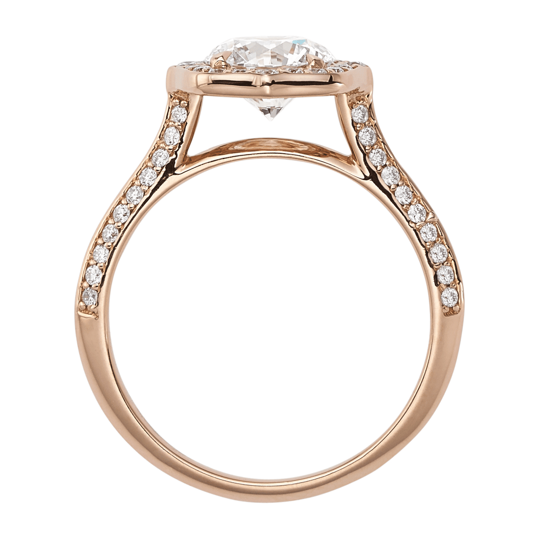 18k Rose Gold Octagon Halo Diamond Engagement Mounting Ring