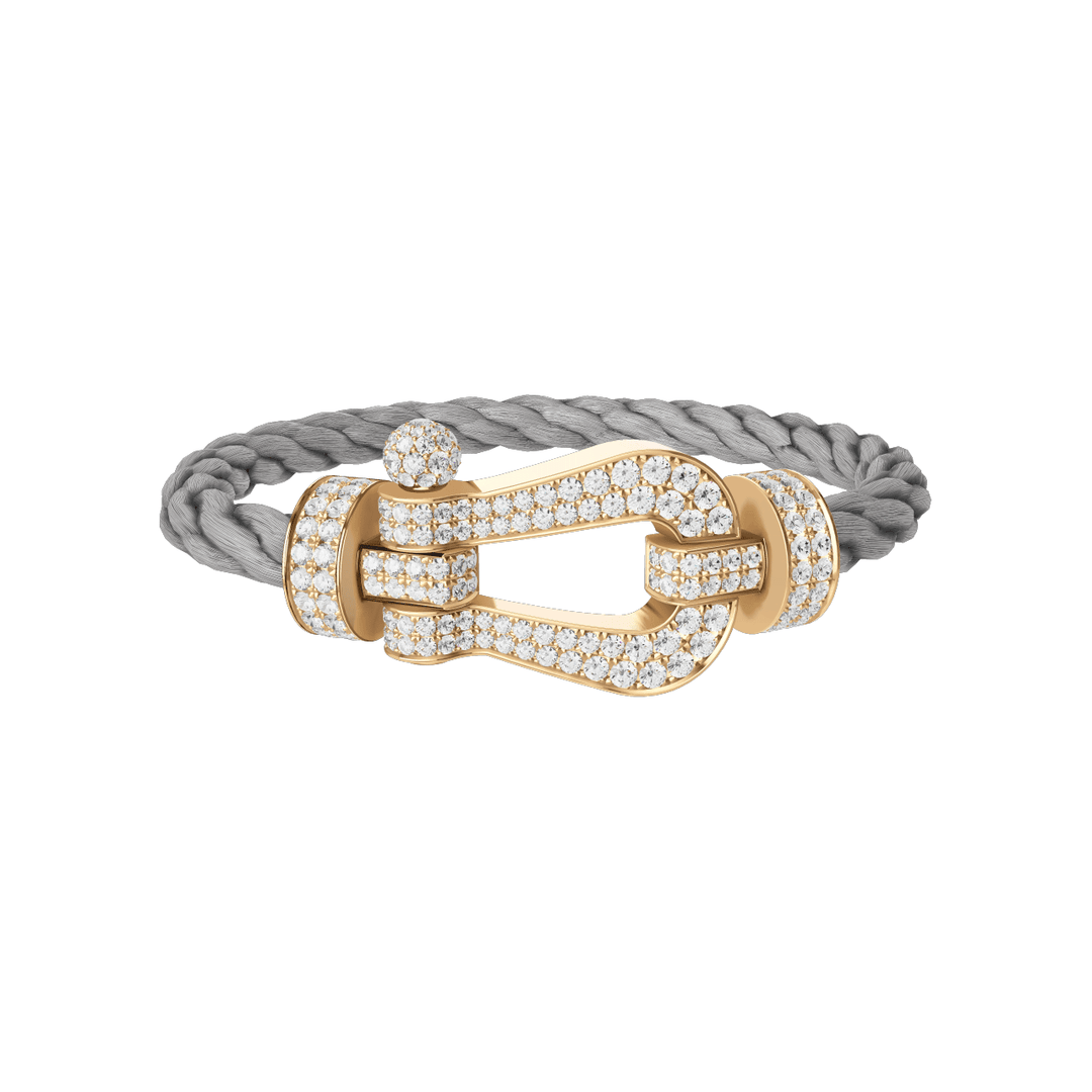 FRED Force 10 Steel Cable with 18k Yellow Gold Extra LG Full Pave Diamond Buckle, Exclusively at Hamilton Jewelers