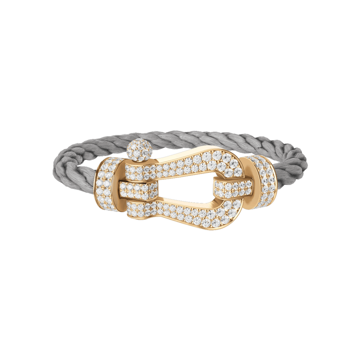 FRED Force 10 Steel Cable with 18k Yellow Gold Extra LG Full Pave Diamond Buckle, Exclusively at Hamilton Jewelers
