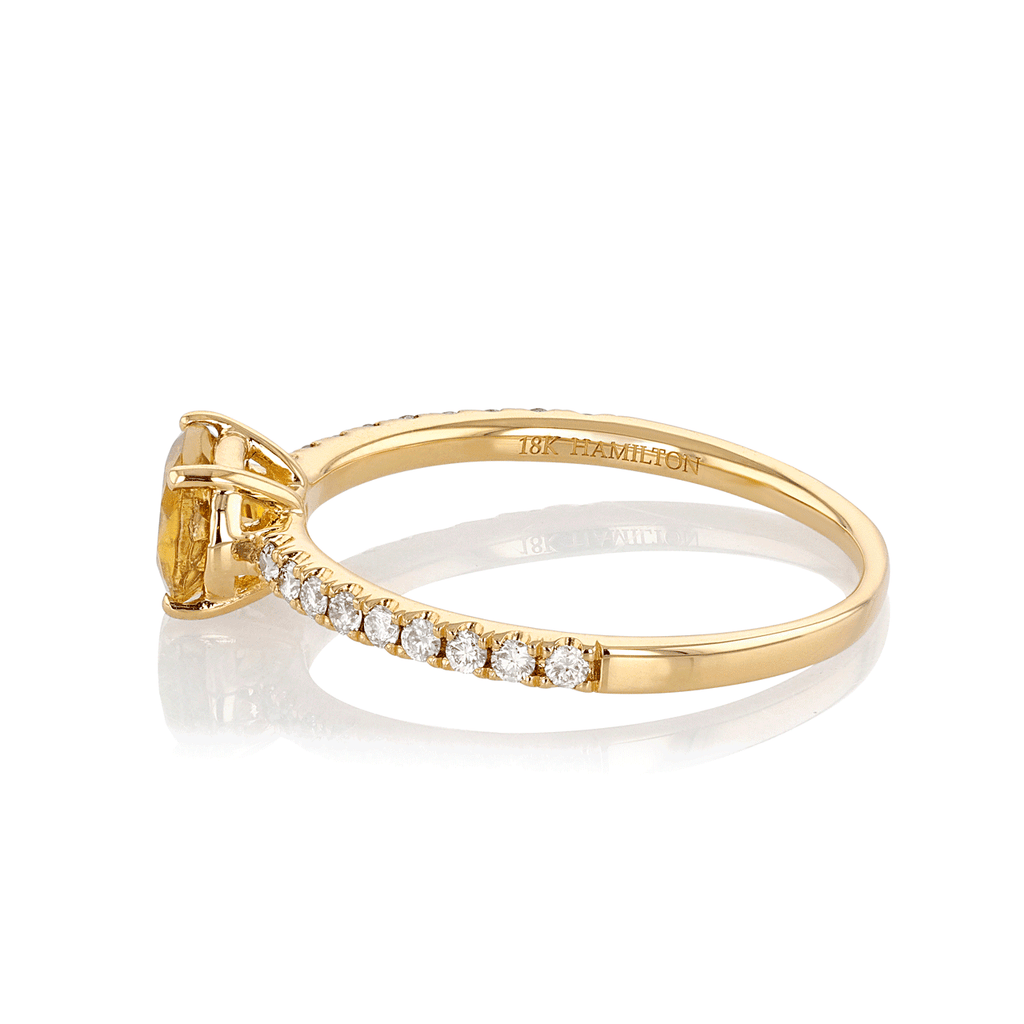 Hamilton Facets Collection 18k Yellow Gold Tourmaline and Brown Diamond Ring