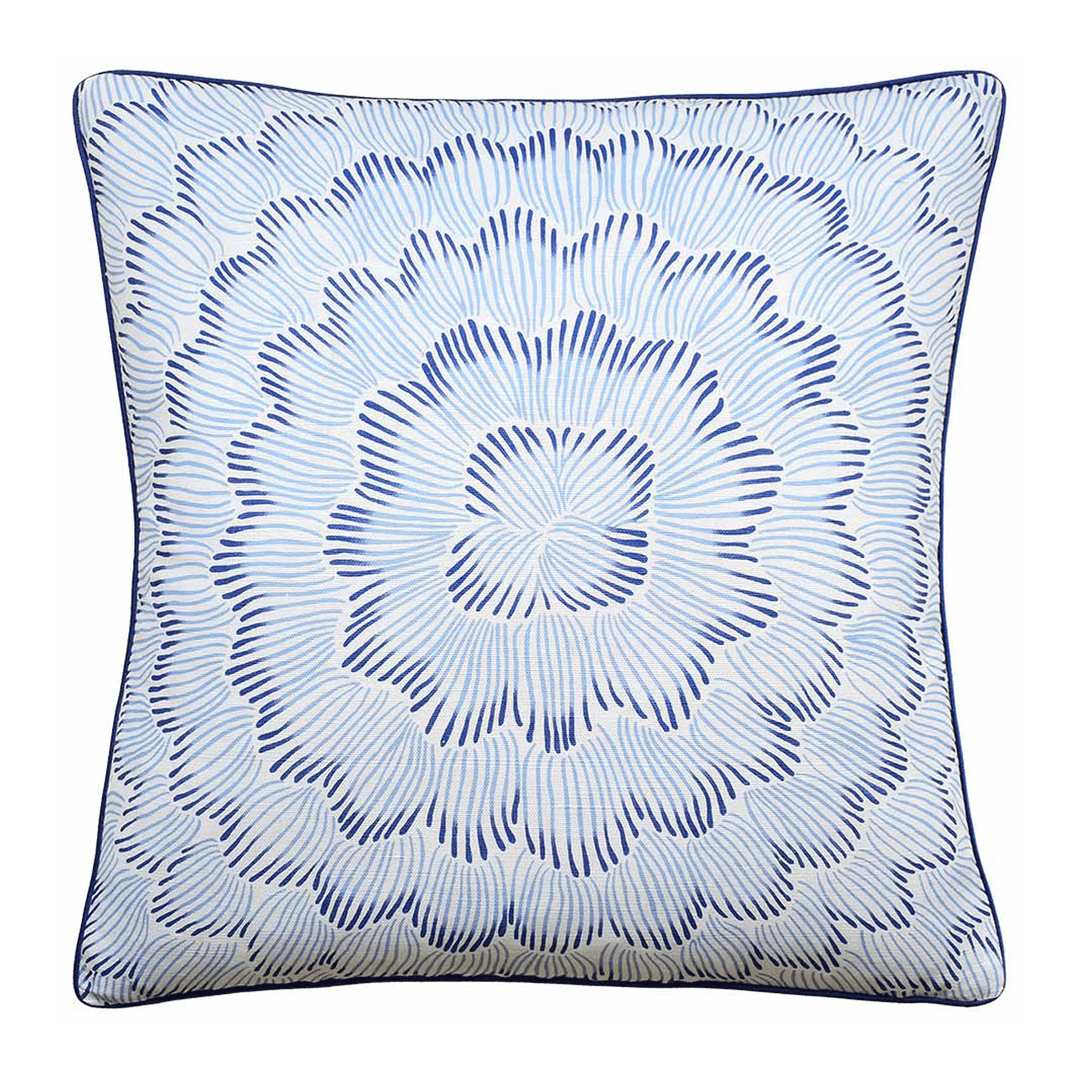 Feather Bloom Two Blues Pillow