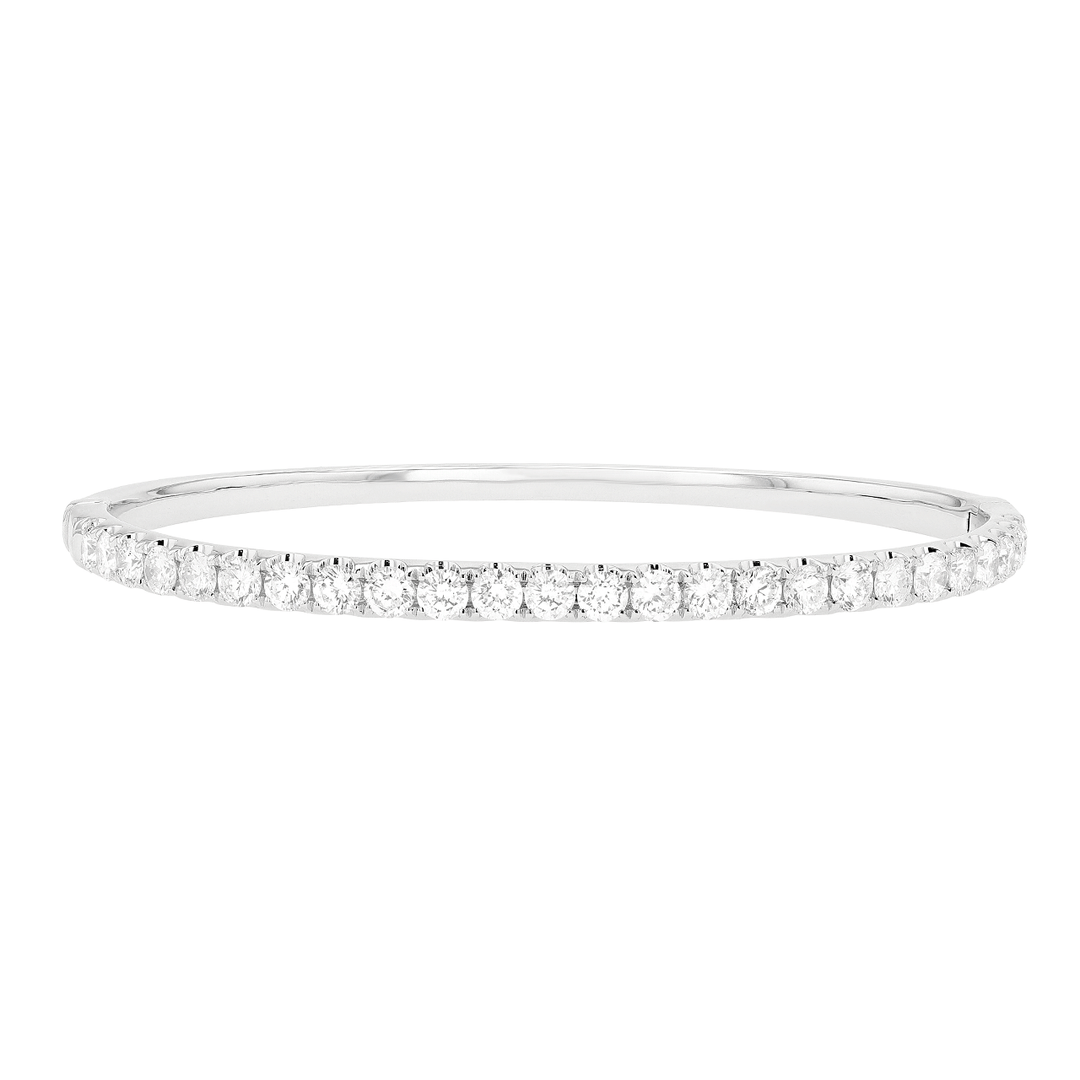 Classic 18k White Gold and 3.00 Total Weight Diamond Bangle Bracelet