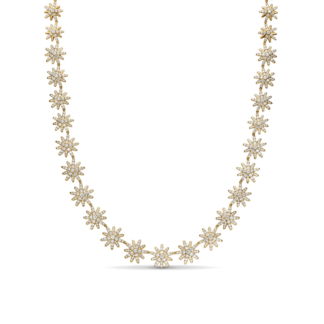 David Yurman Starburst Tennis Necklace 18K Yellow Gold with Diamonds, 12.5mm
