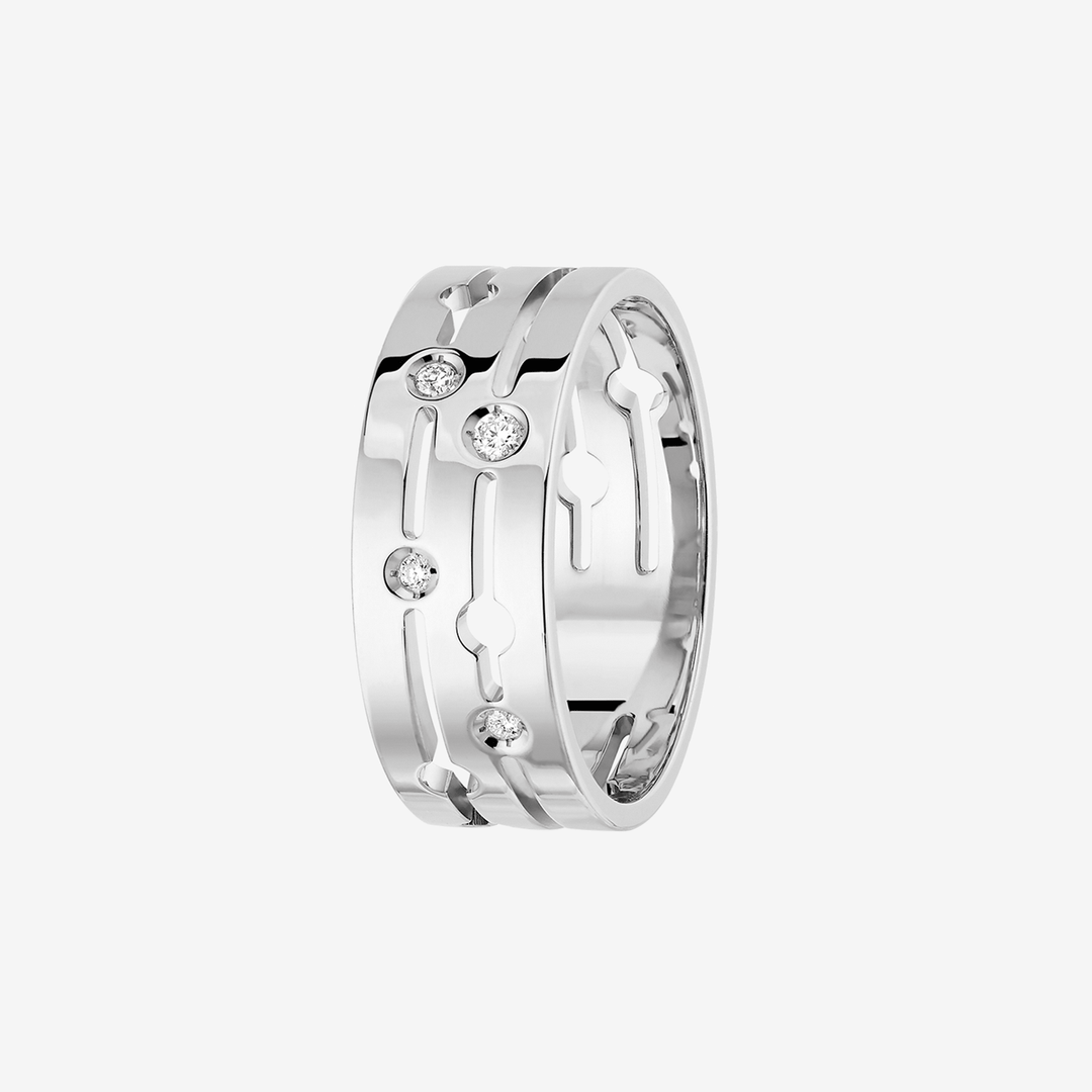 Dinh Van Pulse 18k White Gold and Diamond Medium Ring