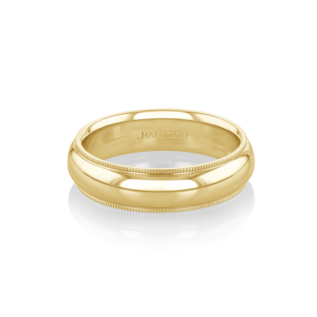 Hamilton Collection 14k Yellow Recycled Gold 6mm Milgrain Comfort Fit Wedding Band
