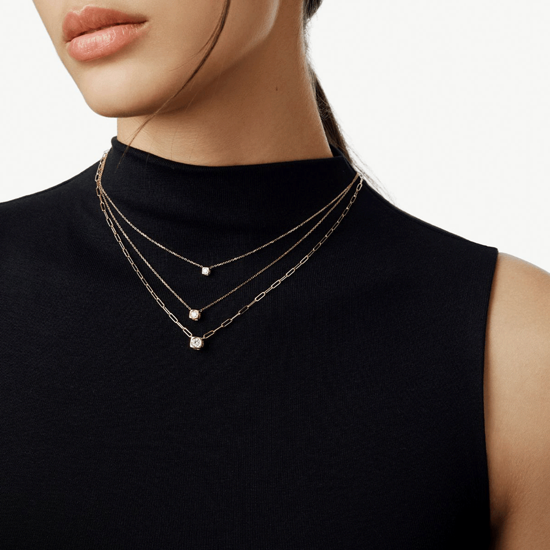 Dinh Van Le Cube Diamond 18k Yellow Gold Large Chain Necklace