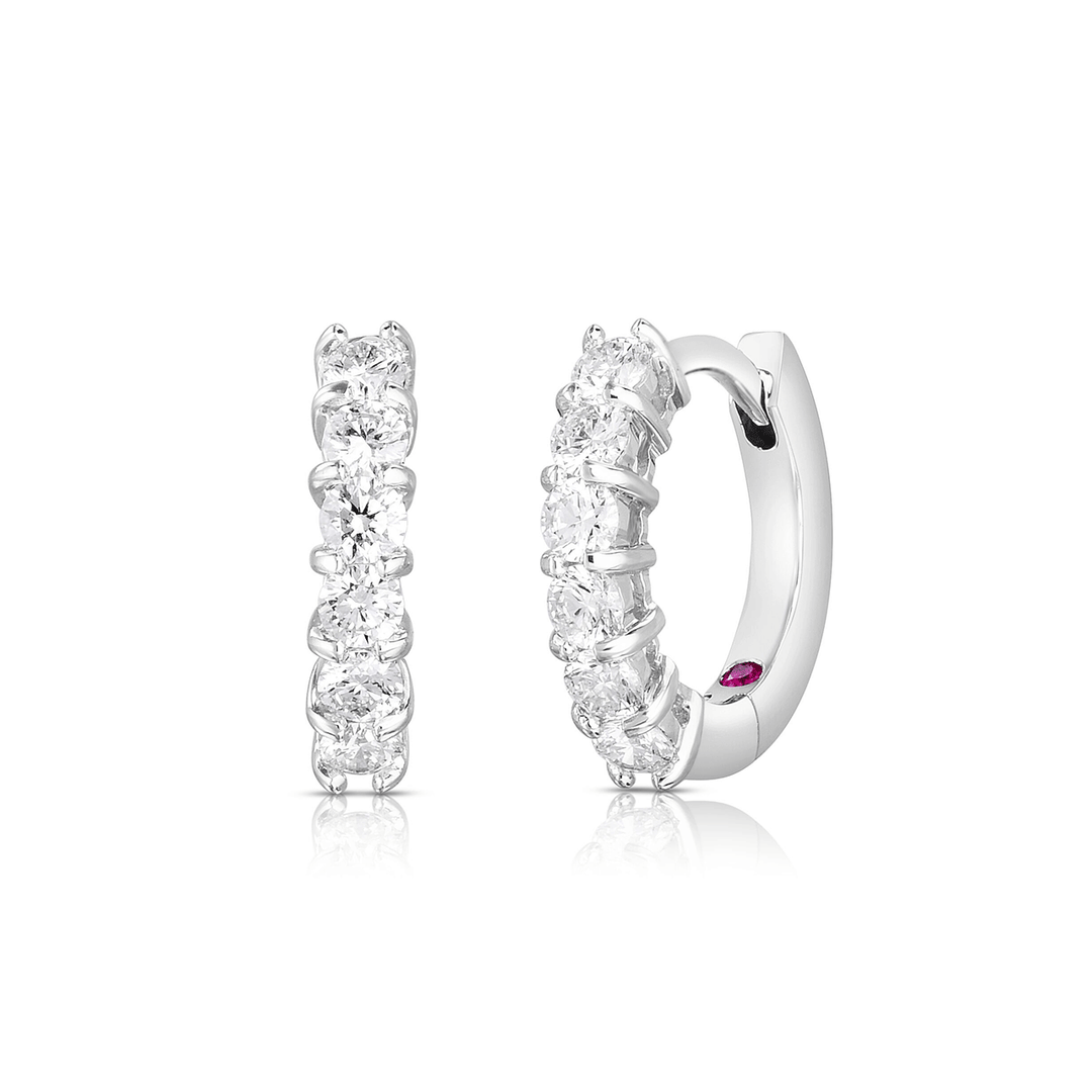 Roberto Coin Classic Diamond and White Gold Huggy Earrings