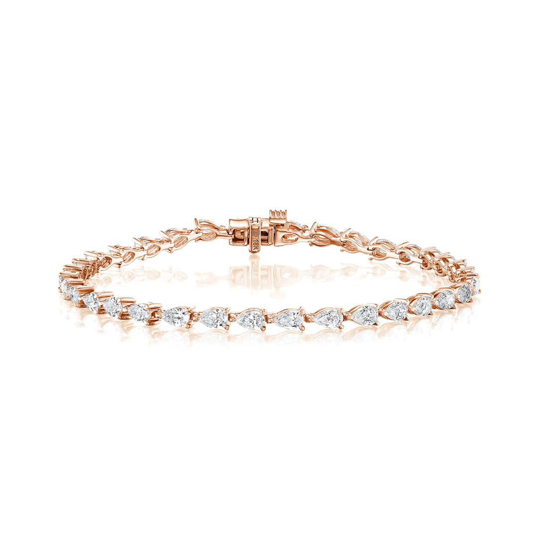 18k Rose Gold and Pear Diamond 3.46 Total Weight Bracelet