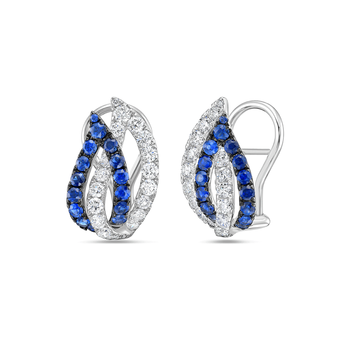 Charles Krypell 18k White Gold Sapphire and Diamond Fire Earrings