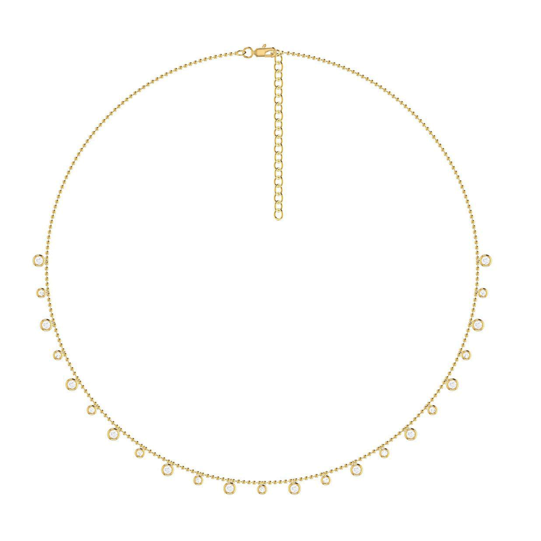14k Yellow Gold and 1.09 Total Weight Diamond Bead Necklace
