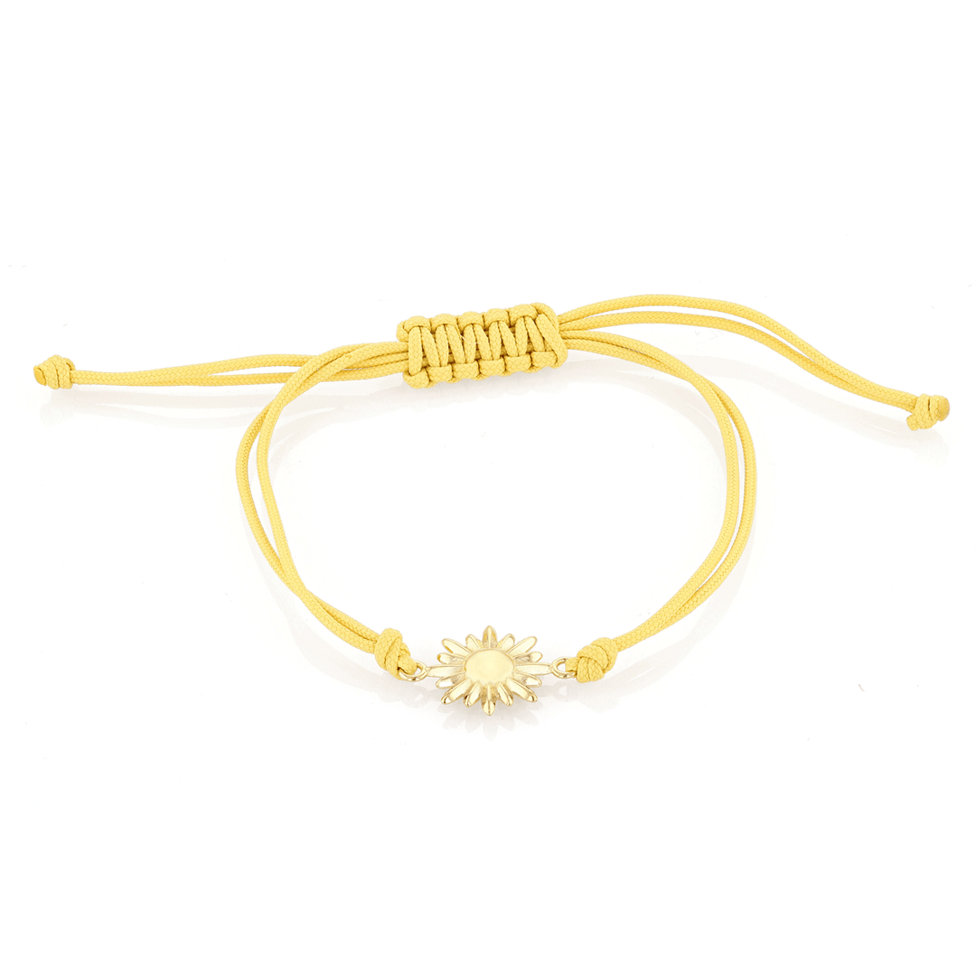Charms of Hope 18k Sunflower with Yellow Cord Bracelet