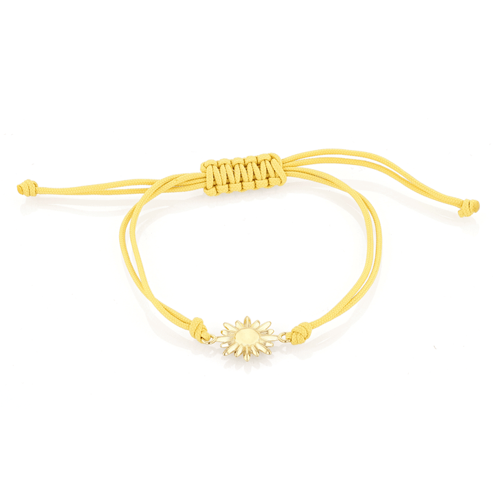 Charms of Hope 18k Sunflower with Yellow Cord Bracelet