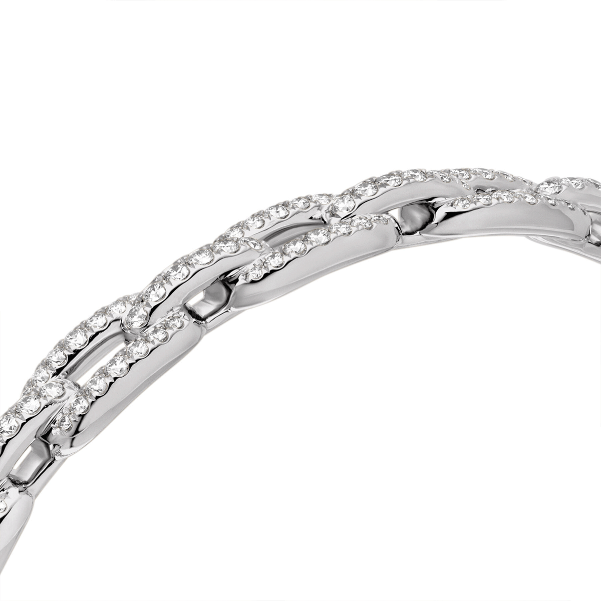David Yurman Stax Chain Link Bracelet 18K White Gold with Diamonds, 7mm Medium