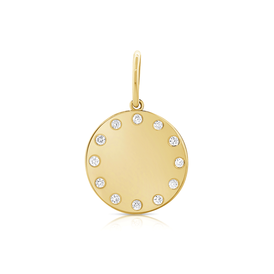 14k Yellow Gold and Diamond Disc Charm