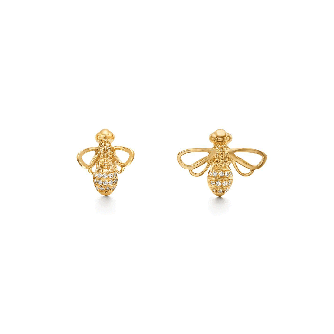 Temple St. Clair 18k Yellow Gold Busy Bee Earrings