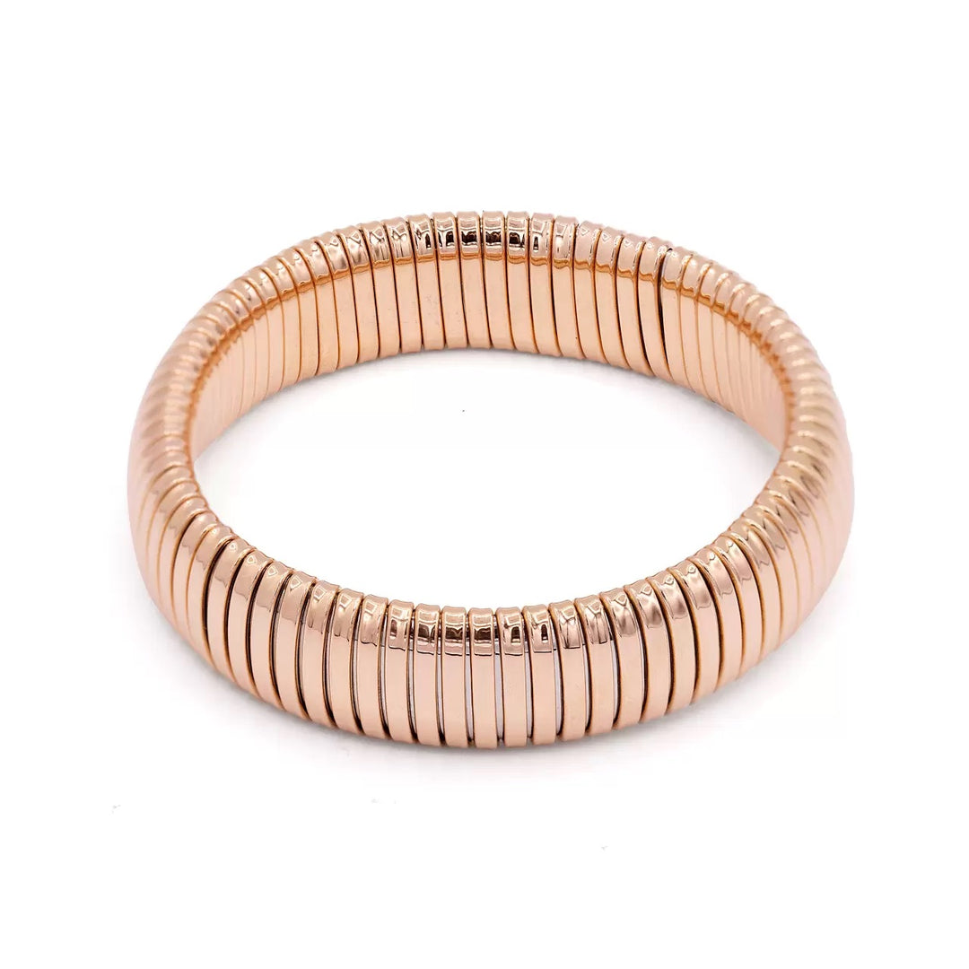 1970's 18k Rose Gold 15mm Woven Cobra Bracelet