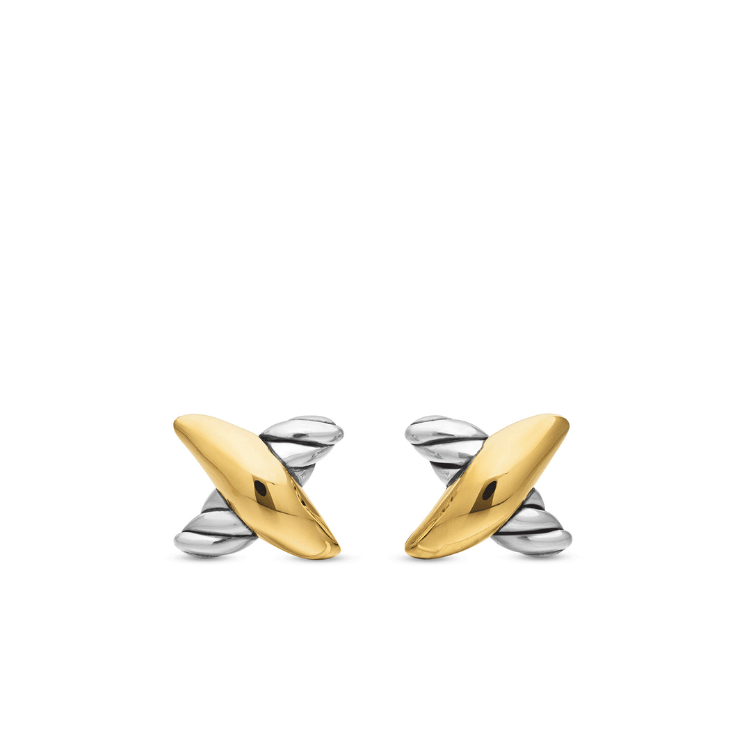 David Yurman Petite X Stud Earrings with 18k Yellow Gold