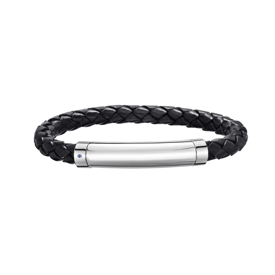 Sterling Silver and Black Leather Bracelet