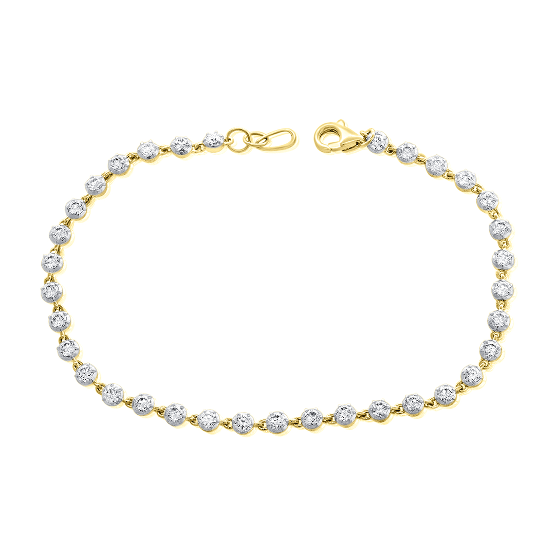 14k Yellow Gold and Diamond 1.78 Total Weight Bracelet