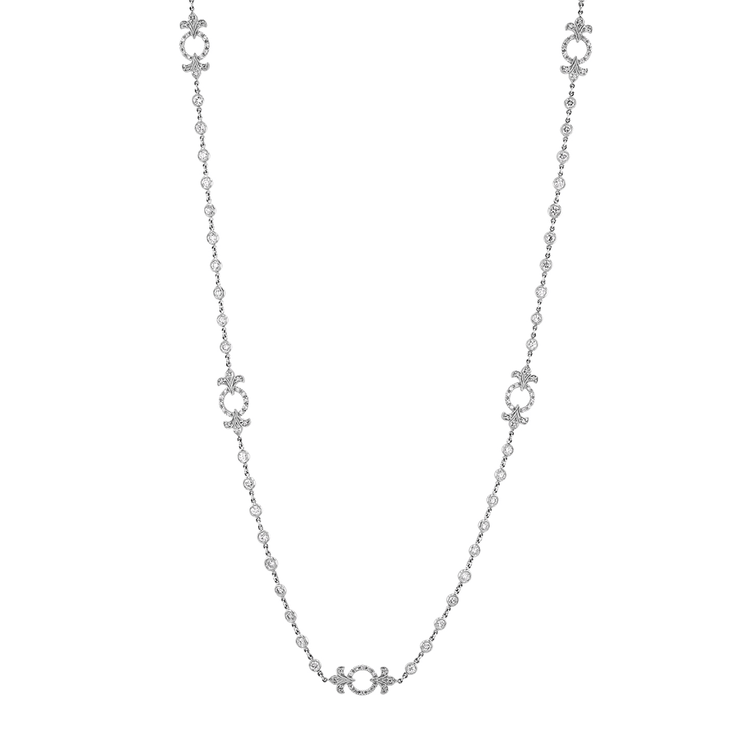 Platinum and 14.26 Total Weight Diamond Station Necklace