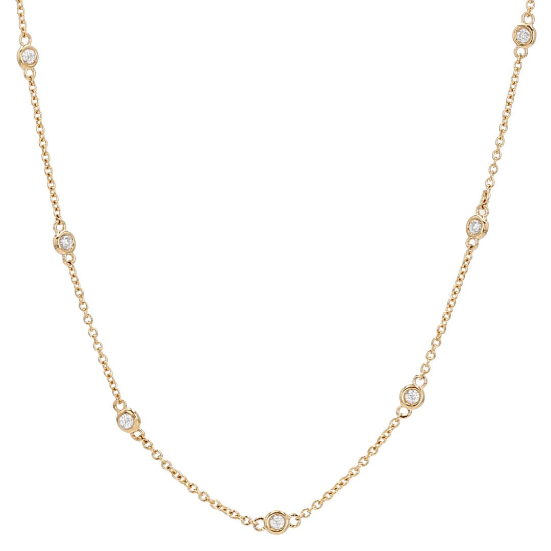 14k Yellow Gold Diamonds By The Yard .34 Total Weight Necklace