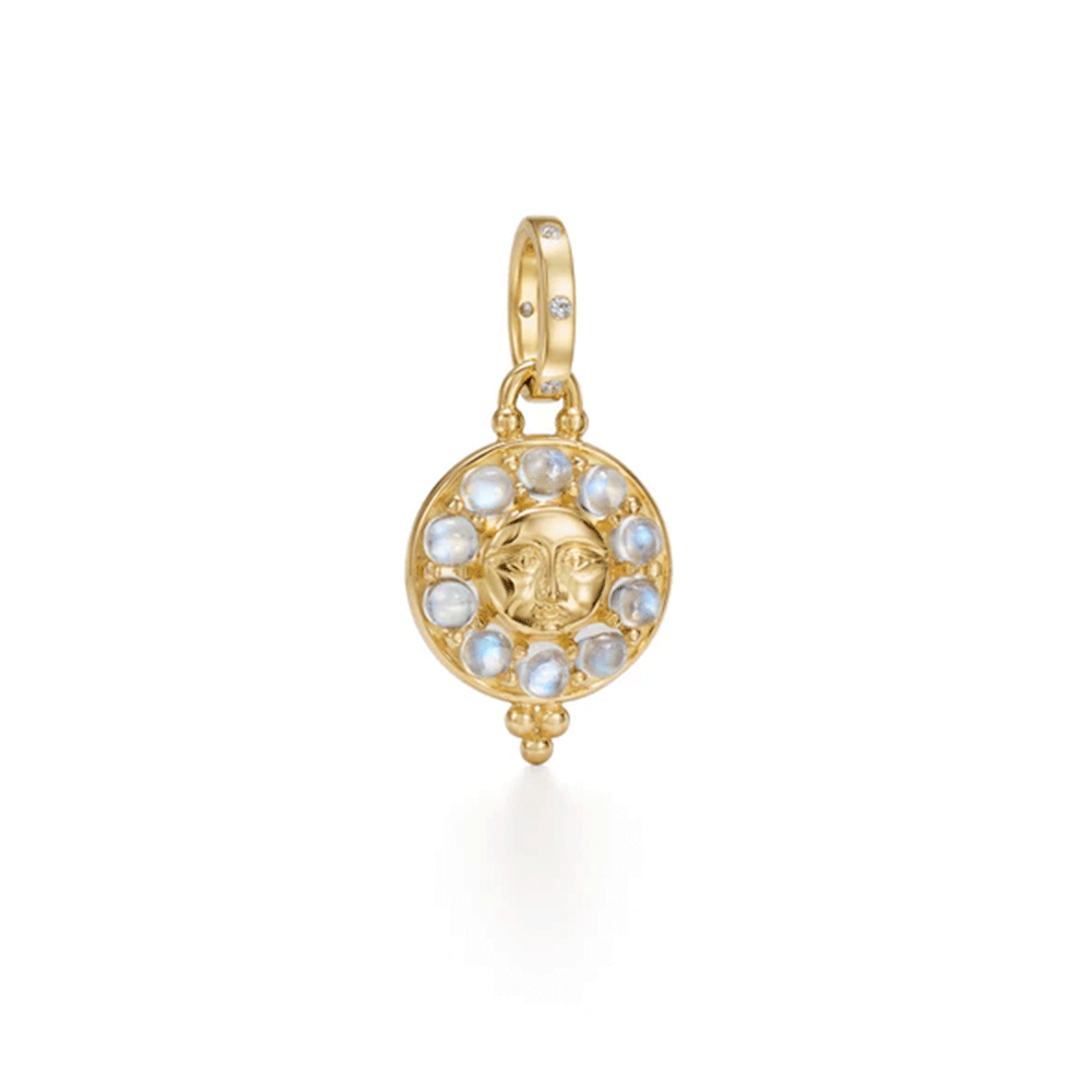 Temple St. Clair 18k Yellow Gold Selena Luna Blue Moonstone and Diamond Pendant