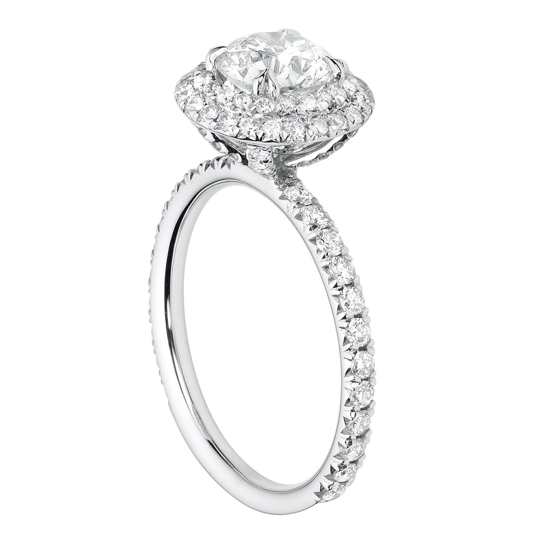Lisette 18k White Gold and .55TW Diamond Double Halo Engagement Ring Mounting