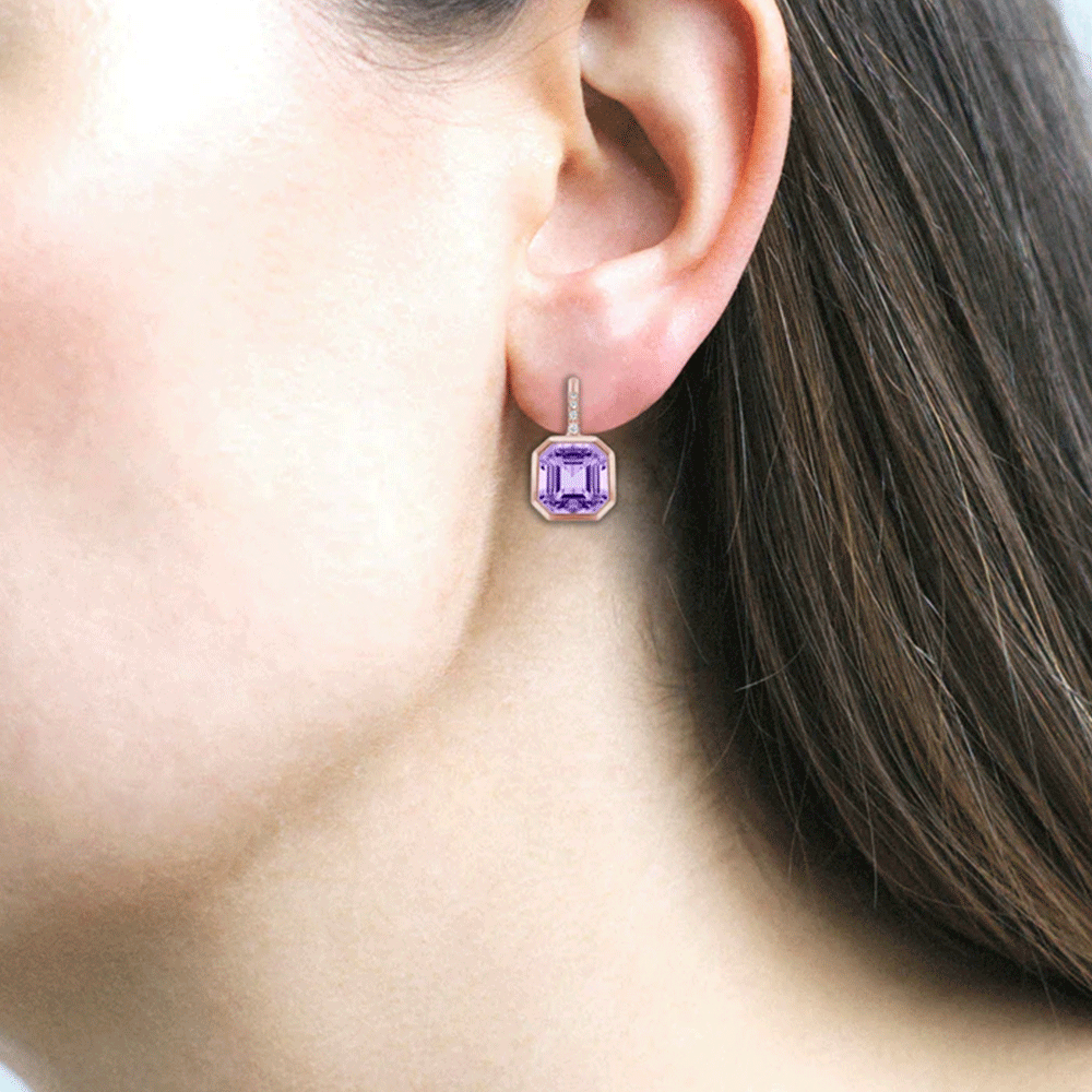 Goshwara Gossip 18k Rose Gold Amethyst and Diamond Earrings