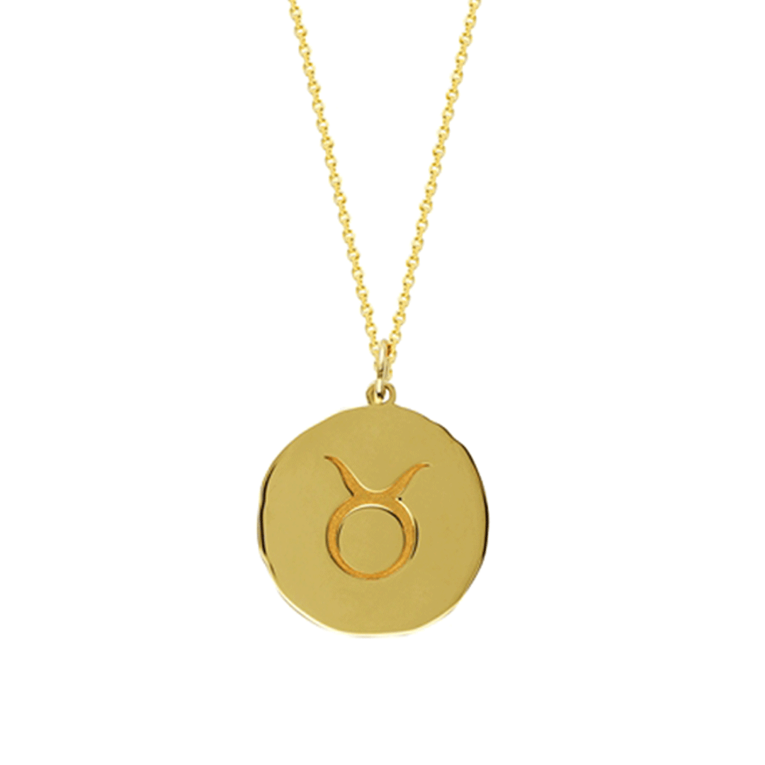 14k Yellow Gold Zodiac Taurus Pendant