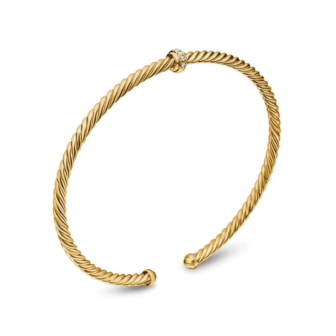 David Yurman Renaissance Center Station Bracelet with Diamonds in 18k Yellow Gold, 3mm