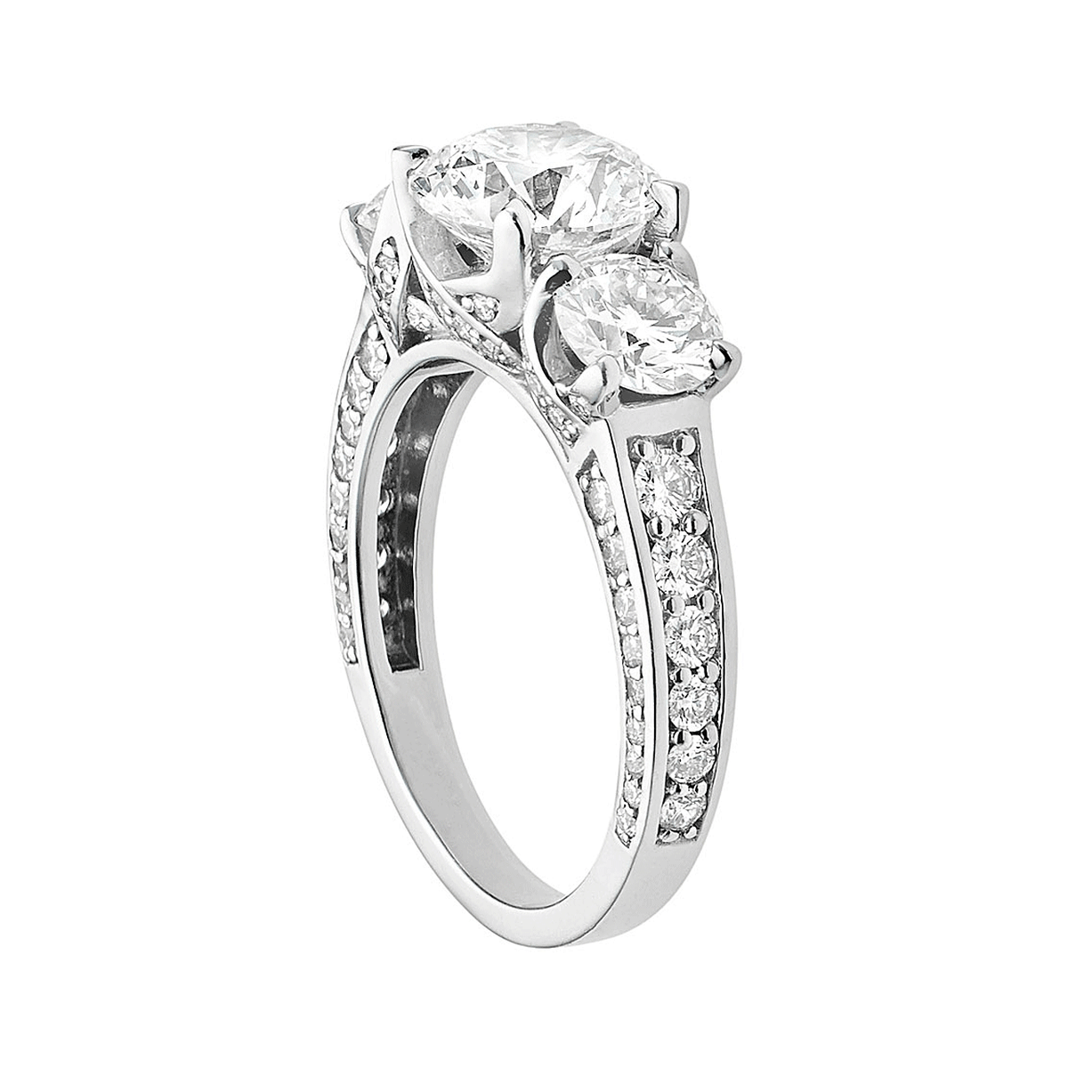 Hamilton 1912 Collection 18k White Gold and 1.09 Total Weight Three Stone Diamond Engagement Mounting Ring