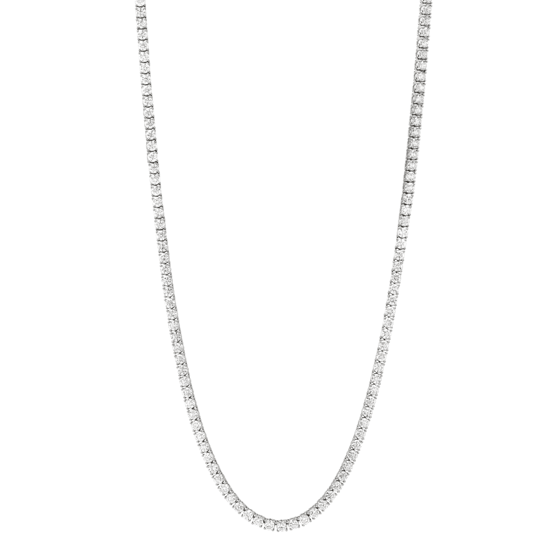 Hamilton Line Collection 18k White Gold and 13.86 Total Weight Natural Diamond Line 17 Inch Necklace