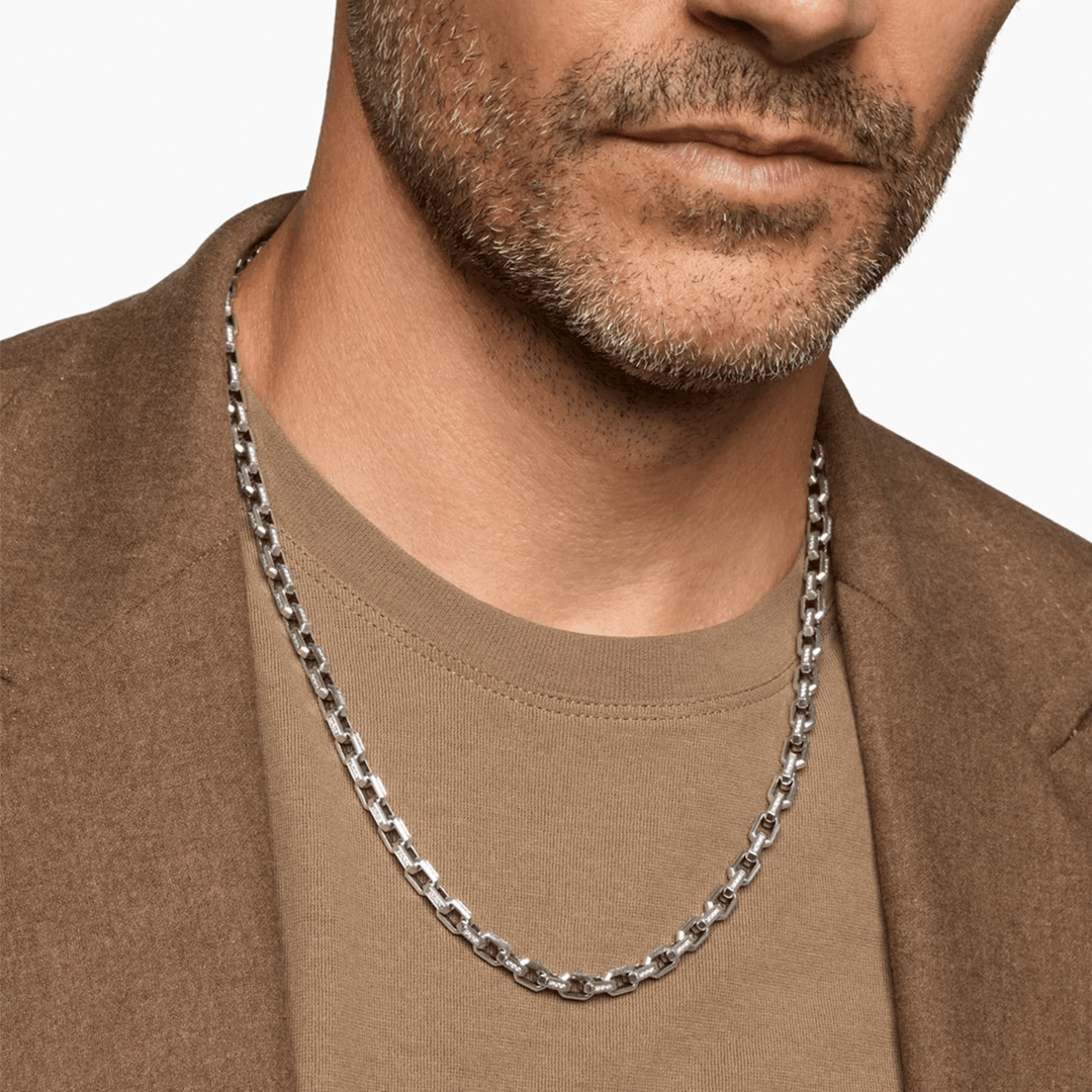 David Yurman Streamline Link Necklace Sterling Silver with Black Diamonds, 5.5mm