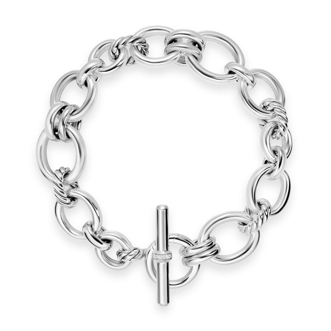 David Yurman DY Mercer® Chain Bracelet Sterling Silver with Diamonds, 8mm Medium