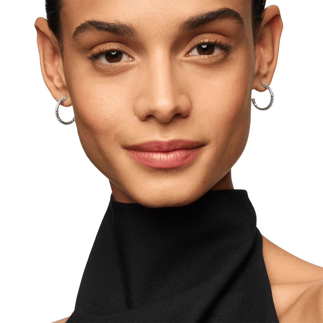 David Yurman Pavé Hoop Earrings Sterling Silver with Diamonds, 19mm