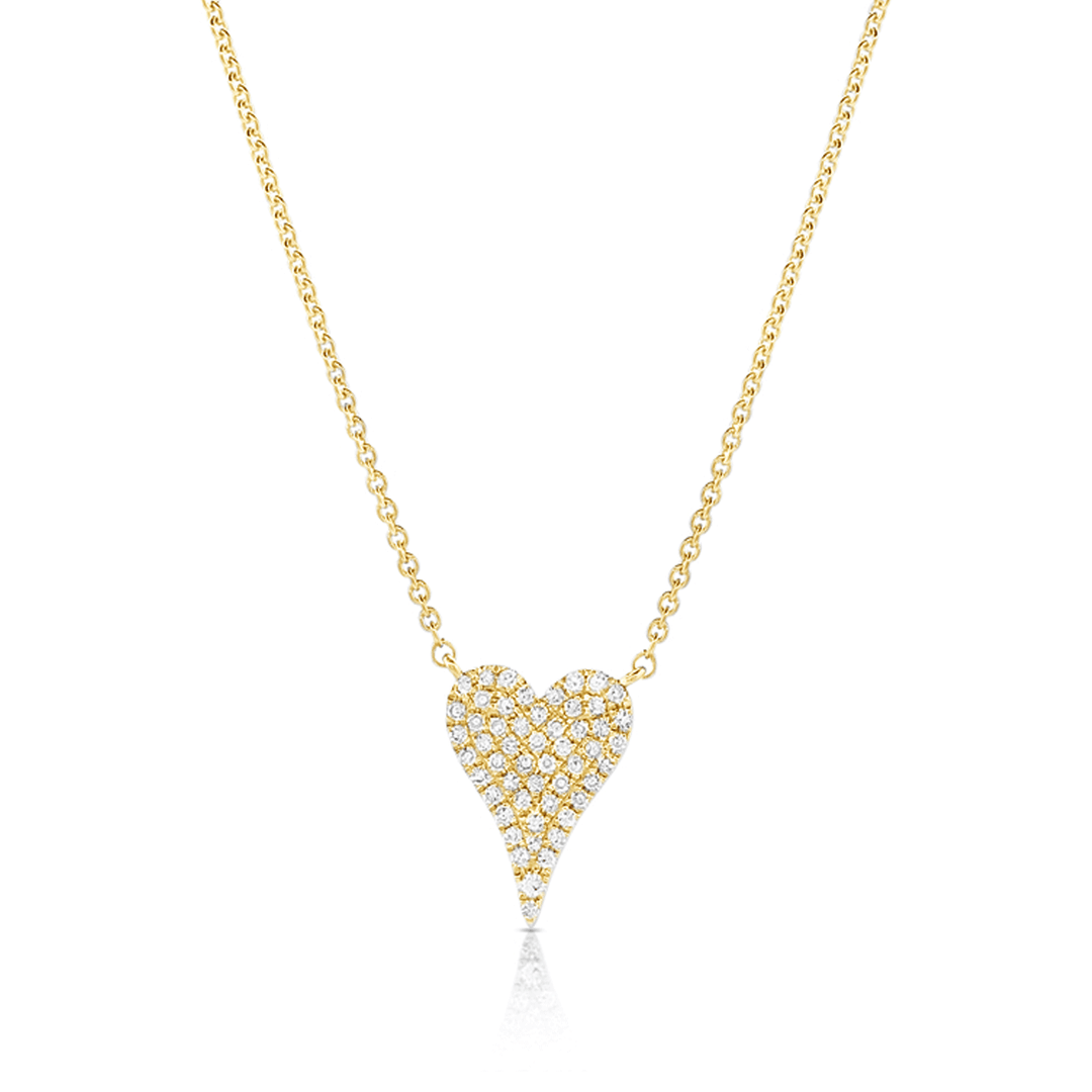 14k Yellow Gold and Diamond .13 Total Weight Heart Pendant