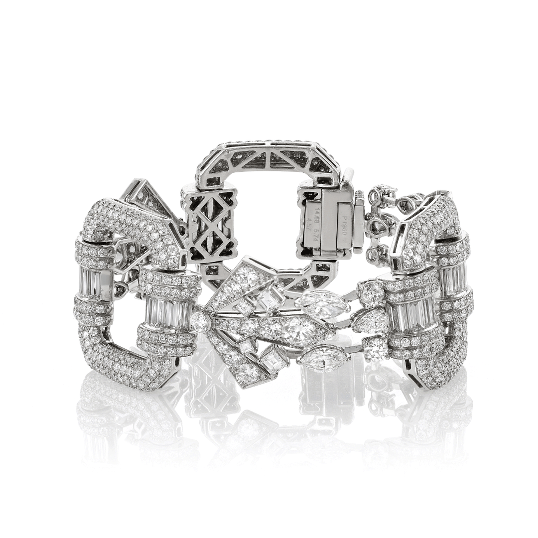 Hamilton Private Reserve Collection Platinum and Diamond 24.99 Total Weight Art Deco Style Bracelet