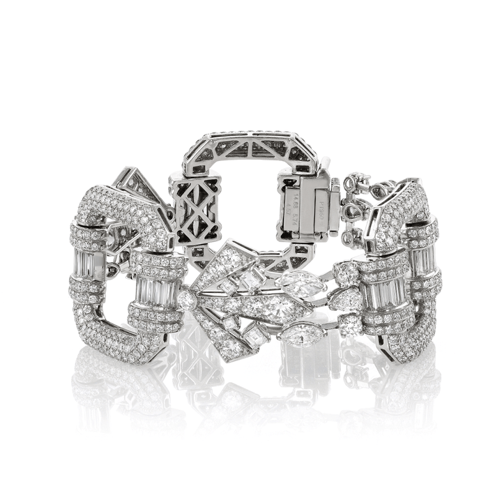 Hamilton Private Reserve Collection Platinum and Diamond 24.99 Total Weight Art Deco Style Bracelet