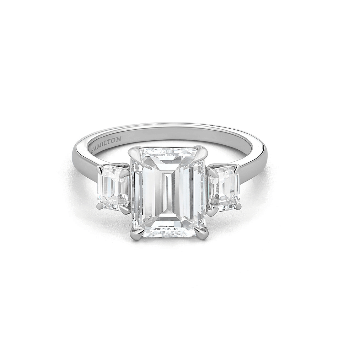 Platinum Three Stone Diamond Engagement Mounting Ring