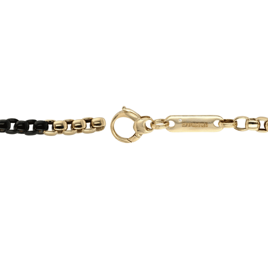 18k Yellow Gold and Black Rhodium 5mm Round Link Necklace