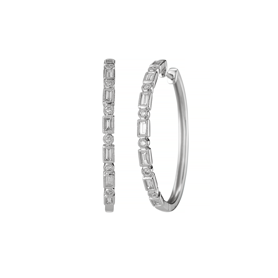 Hamilton Heritage Collection 18k White Gold .86 and Diamond Hoops