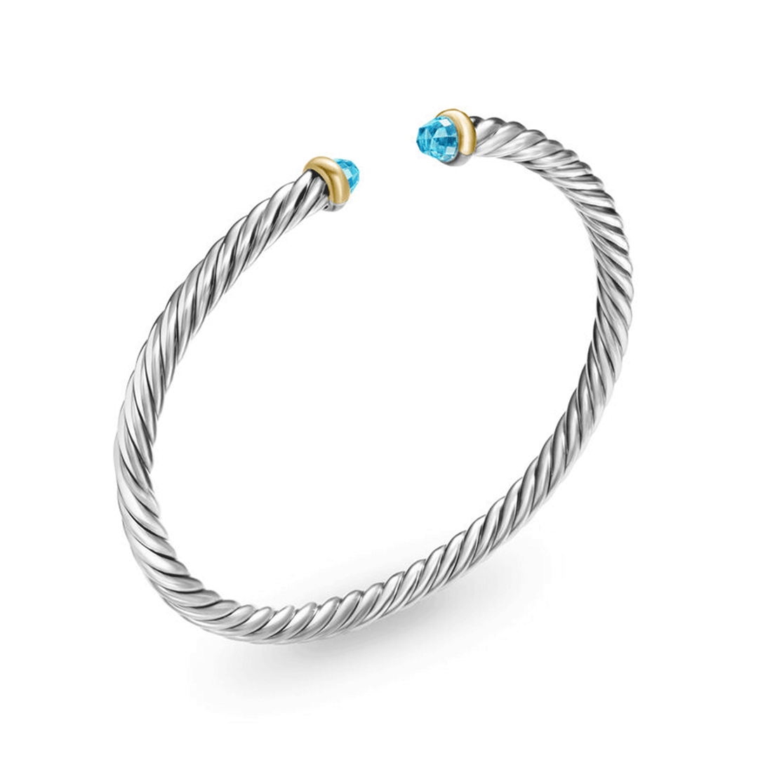 David Yurman Sterling Silver with 14K Yellow Gold and Blue Topaz, 4mm