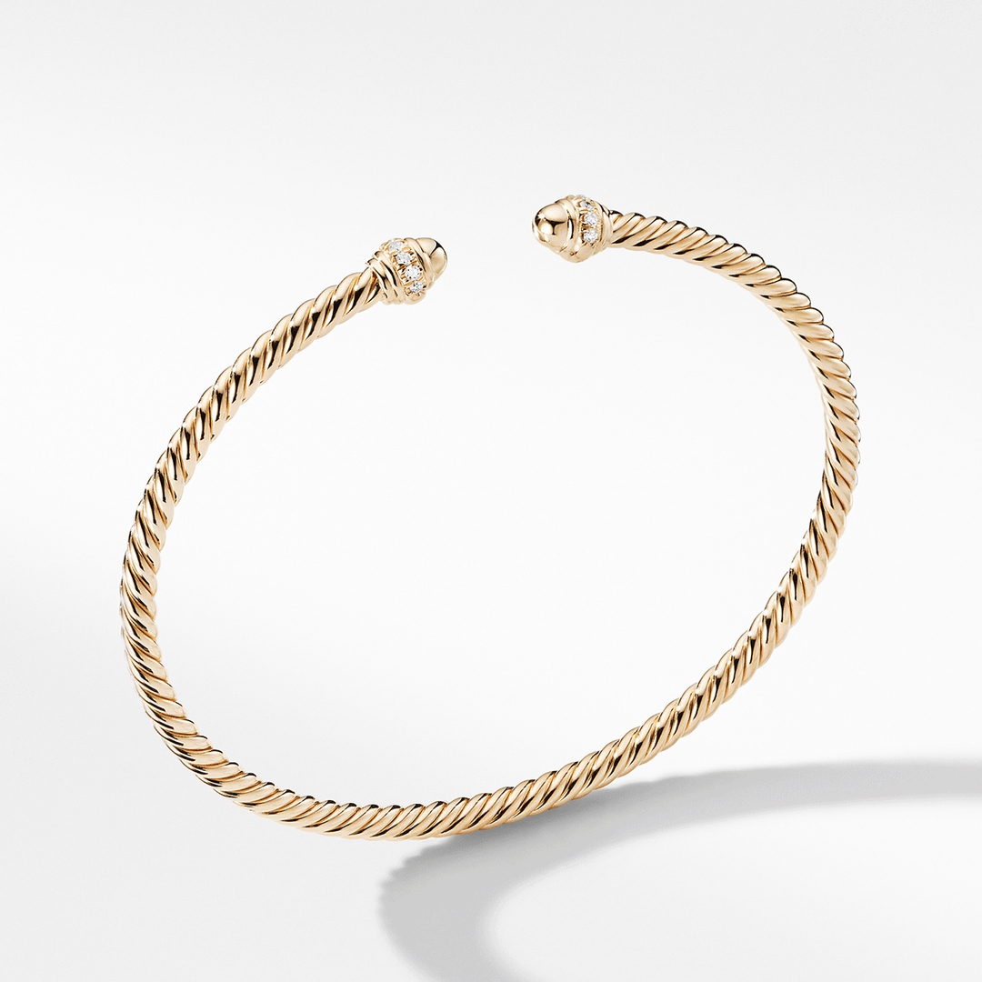 David Yurman Cable Spira Bracelet in 18k Yellow Gold with Diamonds, 3mm