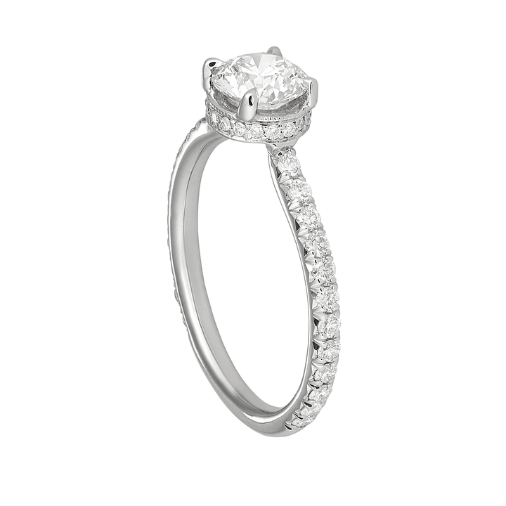 18k White Gold and Diamond Halo Engagement Ring Mounting