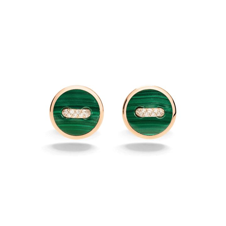 Pom Pom Dot 18k Rose Gold Malachite Diamond Earrings