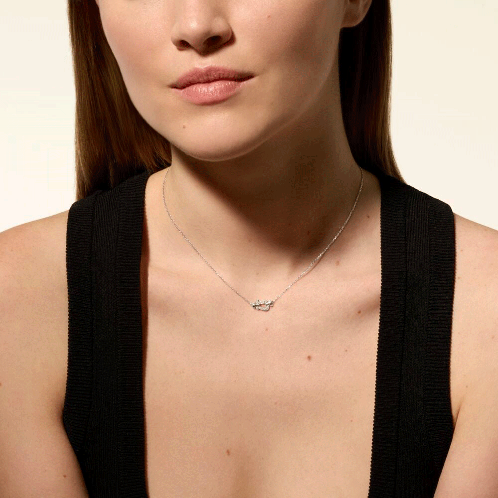 FRED Force 10 18k White Gold and Diamond Small Model Chain Necklace