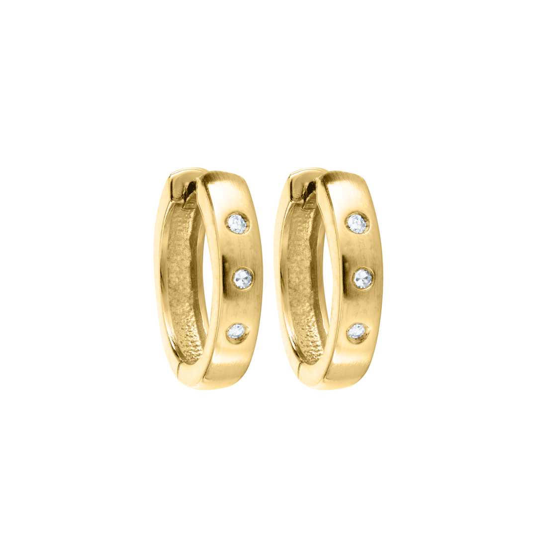 Children's 14k Gold and Diamond Snap Huggie Hoop Earrings