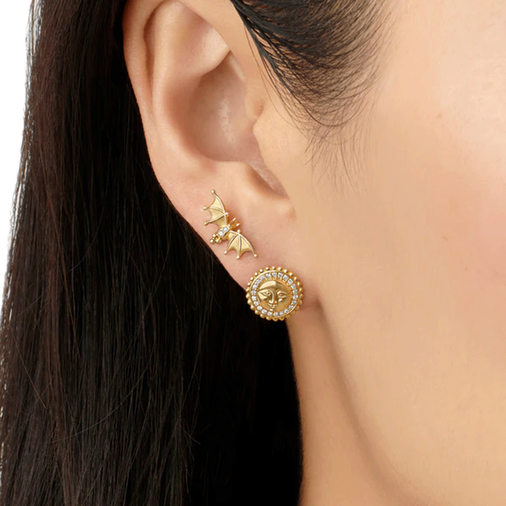 Temple St. Clair 18k Yellow Gold Full Moon and Diamond Earrings