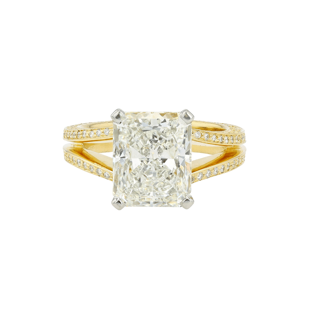 Private Reserve Platinum and 18k Gold Radiant Diamond 5.06 Total Weight Ring