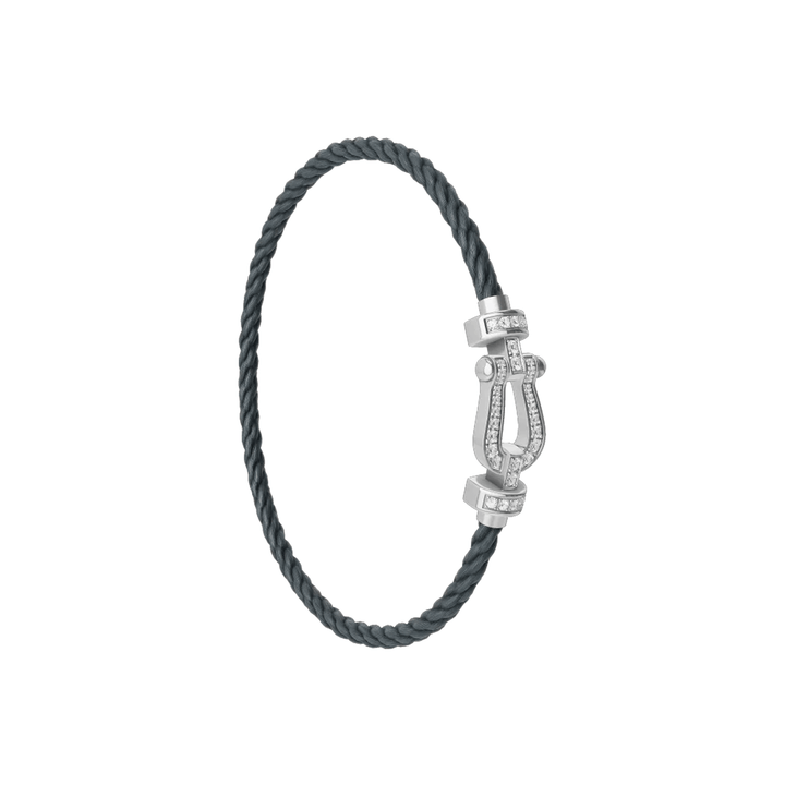 FRED Storm Grey Cord Bracelet with 18k White Diamond MD Buckle, Exclusively at Hamilton Jewelers